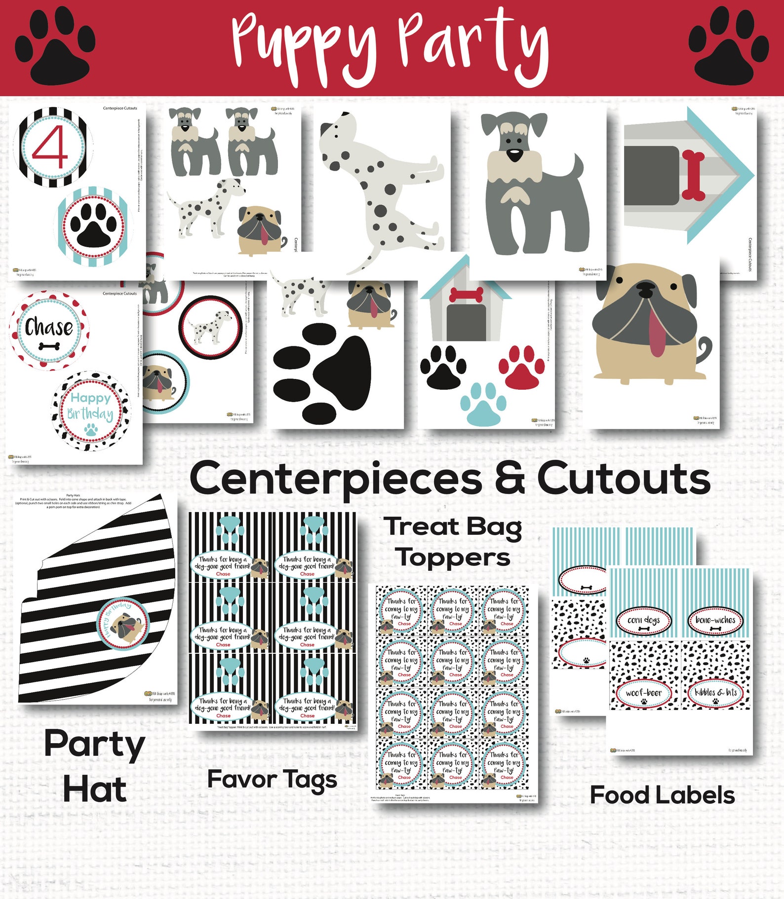 Puppy Birthday Party Decorations, Dog Birthday Party Decorations, Girls ...