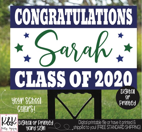 Graduation Yard Sign, Class of 2020, Graduation Party Signs, Congrats Grad Sign, 2020 Senior Year Sign, Personalized Senior Graduation Sign Il_570xn