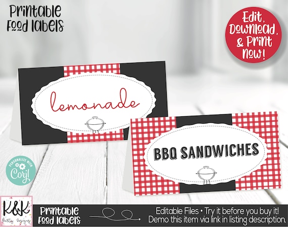 Baby Q Food Labels, Baby Q Baby Shower Decorations, Baby Q Place Cards, Baby Q Buffet Cards, Barbecue Food Labels, BBQ Food Labels, Couples Il_570xn