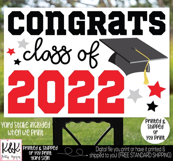 Graduation Yard Sign, Class of 2022, Graduation Party Signs, Congrats Grad Sign, 2022 Senior Year Sign, Personalized Color Graduation Sign Il_570xn