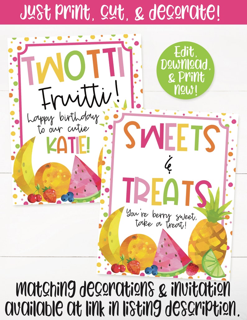 Twotti Fruitti Birthday Party Sign Fruit Welcome Sign Fruit - Etsy