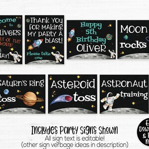 Outer Space Party Signs, Outer Space Birthday Party Decorations, Space Welcome Sign, Outer Space Printable, Rocket Ship Sign, Astronaut Sign bild 2