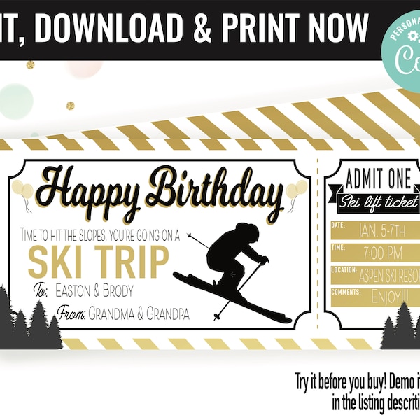 Ski Lift Ticket Template Etsy Ski Lift Ticket Template Etsy