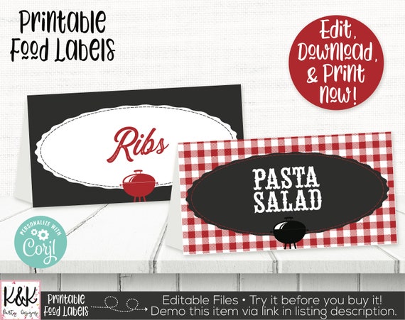 Baby Q Food Labels, Baby Q Baby Shower Decorations, Baby Q Place Cards, Baby Q Buffet Cards, Barbecue Food Labels, BBQ Food Labels, Print Il_570xn