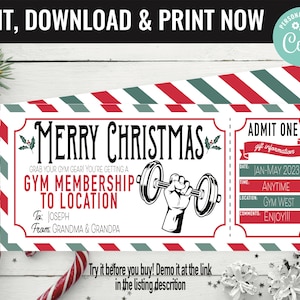 Christmas Gym Membership Surprise Gift Voucher, Private Trainer Gym Printable Template Gift Card, Editable Instant Download Gift Certificate