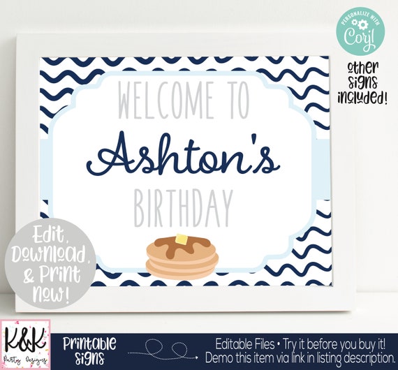 Pancakes and Pajamas Party Sign, Pancakes Welcome Sign, Pancakes and Pajamas Birthday Party Decorations, Boys 1st Birthday, First Birthda Il_570xn