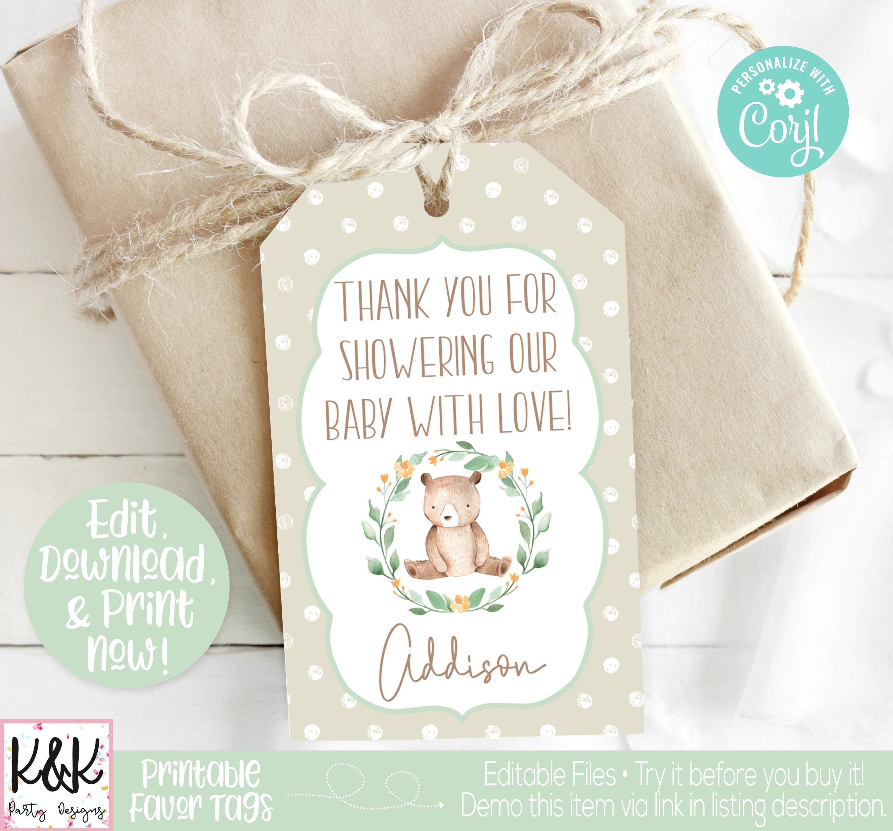 Woodland Baby Shower Favor Tags Woodland Baby Shower Etsy
