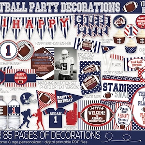Football Birthday Party Decorations, Sports Birthday Party Decorations, Football Invitation, Football Printable, Boys Birthday, 1st Birthday
