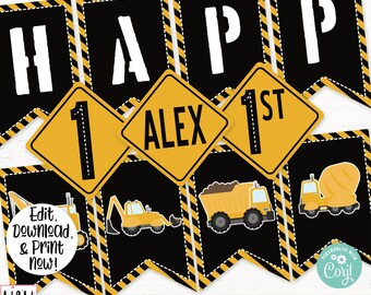 Construction Birthday Party Banner, Construction Birthday Party Decorations, Dump Truck Birthday Party, Under Construction, Boys Birthday