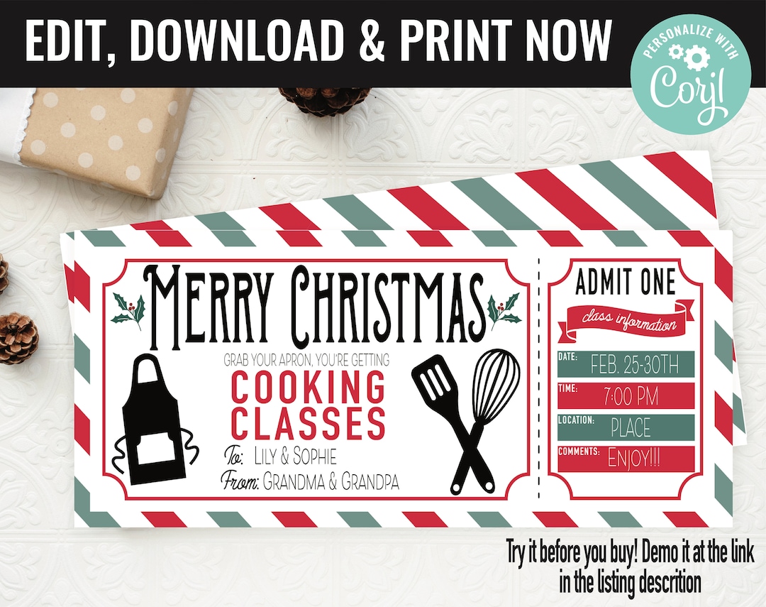 Christmas Surprise Cooking Lessons Gift Voucher, Cooking Lessons