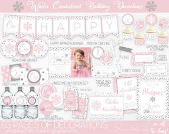 Winter Onederland Decorations Girl, Winter Birthday, Snowflake Birthday, Winter Wonderland, First Birthday Decorations, Pink and Silver