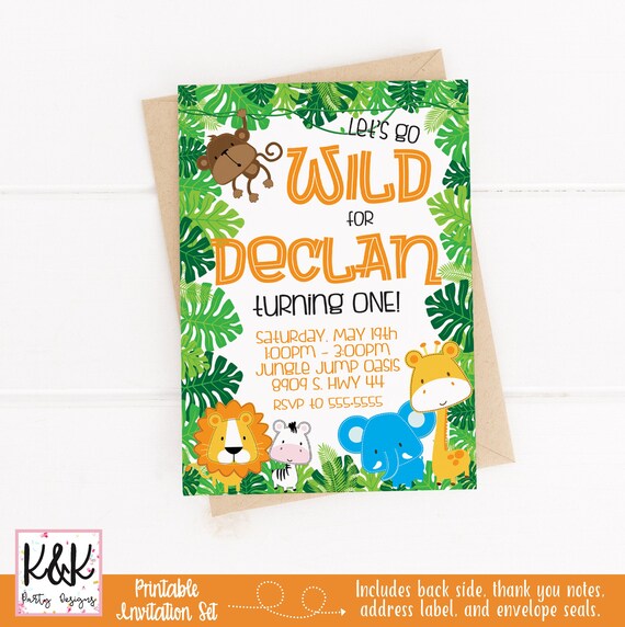 Safari Jungle Birthday Party Invitation, Safari Jungle Birthday Party Decorations, Jungle Animals, Boys 1st Birthday, First Birthday Printab Il_570xn