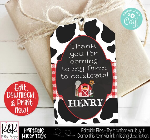 Farm Party Favor, Barnyard Party Favor, Farm Thank you Label, Farm Favor Label, Farm Birthday Party Decoration, Farm 1st Birthday, Favor Tag Il_570xn