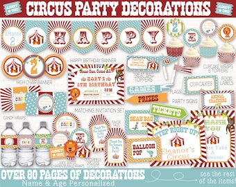 Circus Birthday Party Decorations Printable, Carnival Birthday Party Decoration Printable, Big Top Party, Circus Theme Party,  Circus Banner