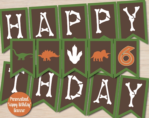 Dinosaur Birthday Party Banner, Dinosaur Birthday Party Decorations, Boys Birthday, Fossil Birthday Party, Dino Banner, Dinosaur Printable Il_570xn