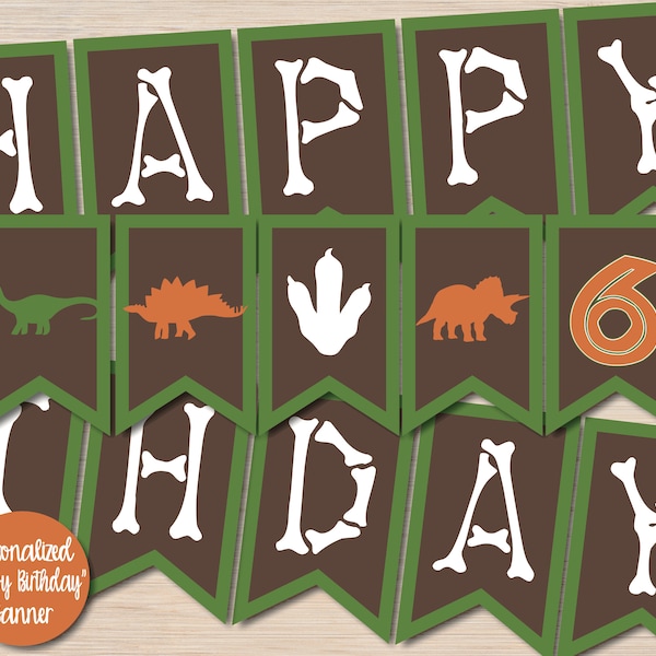 Dinosaur Birthday Party Banner, Dinosaur Birthday Party Decorations, Boys Birthday, Fossil Birthday Party, Dino Banner, Dinosaur Printable