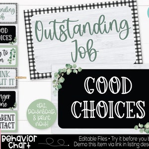 Modern Farmhouse Theme Classroom Editable Behavior Clip Chart Printable, Teacher Supply, Space Printable Classroom Teacher Decoration & Sup