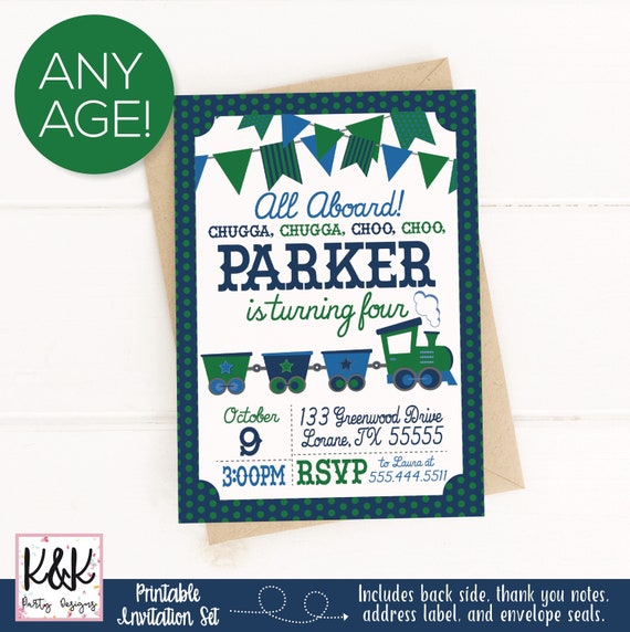Train Birthday Party Printable Invitation, Train Party, Train Birthday, Boys Birthday, Train Birthday Party Decorations, 1st Birthday, First Il_570xn