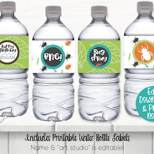 Bug Water Bottle Labels, Insect Water Bottle Labels, Bug Drink Labels, Bug Birthday Party Decorations, Insect Birthday Party Decorations