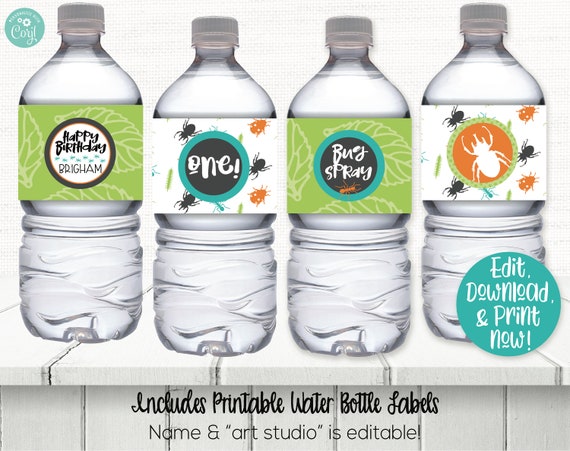 Editable Art Party Water Bottle Labels Painting Birthday Decor Craft B -  Design My Party Studio
