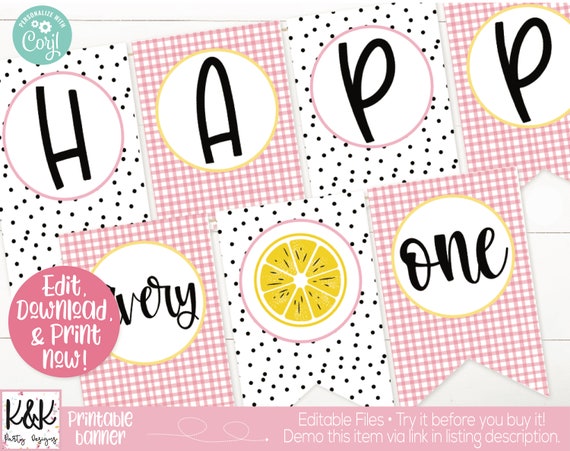 Pink Lemonade Birthday Banner, Pink Lemonade Birthday Party Decorations, Lemonade Stand, Summer Party, Girls First Birthday, 1st Birthday Il_570xn