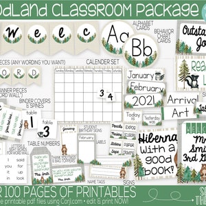 Woodland Classroom Supplies and Decoration, Forest Theme, Teacher Supply, Printable Classroom Teacher Decoration and Supplies, Classroom Sig