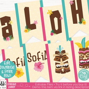 Luau Party Banner, Hawaiian Tiki Party Decorations, Luau Birthday Party Decorations, Summer Pool Birthday Party Decorations, Tropical Party