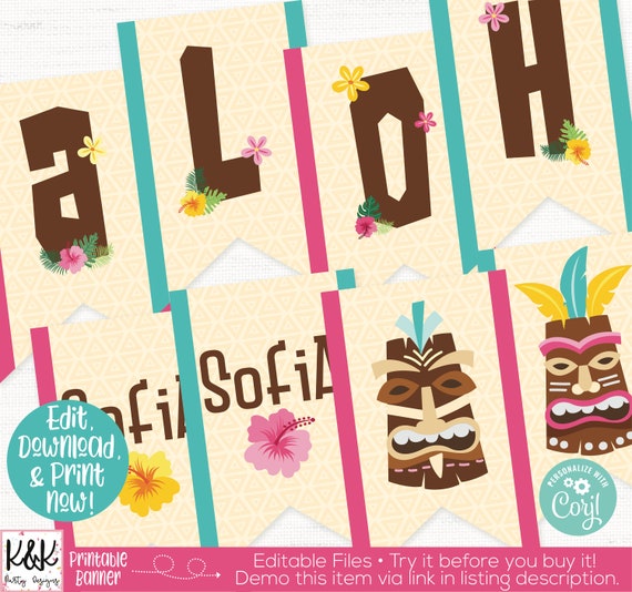 Luau Party Banner, Hawaiian Tiki Party Decorations, Luau Birthday Party Decorations, Summer Pool Birthday Party Decorations, Tropical Party Il_570xn