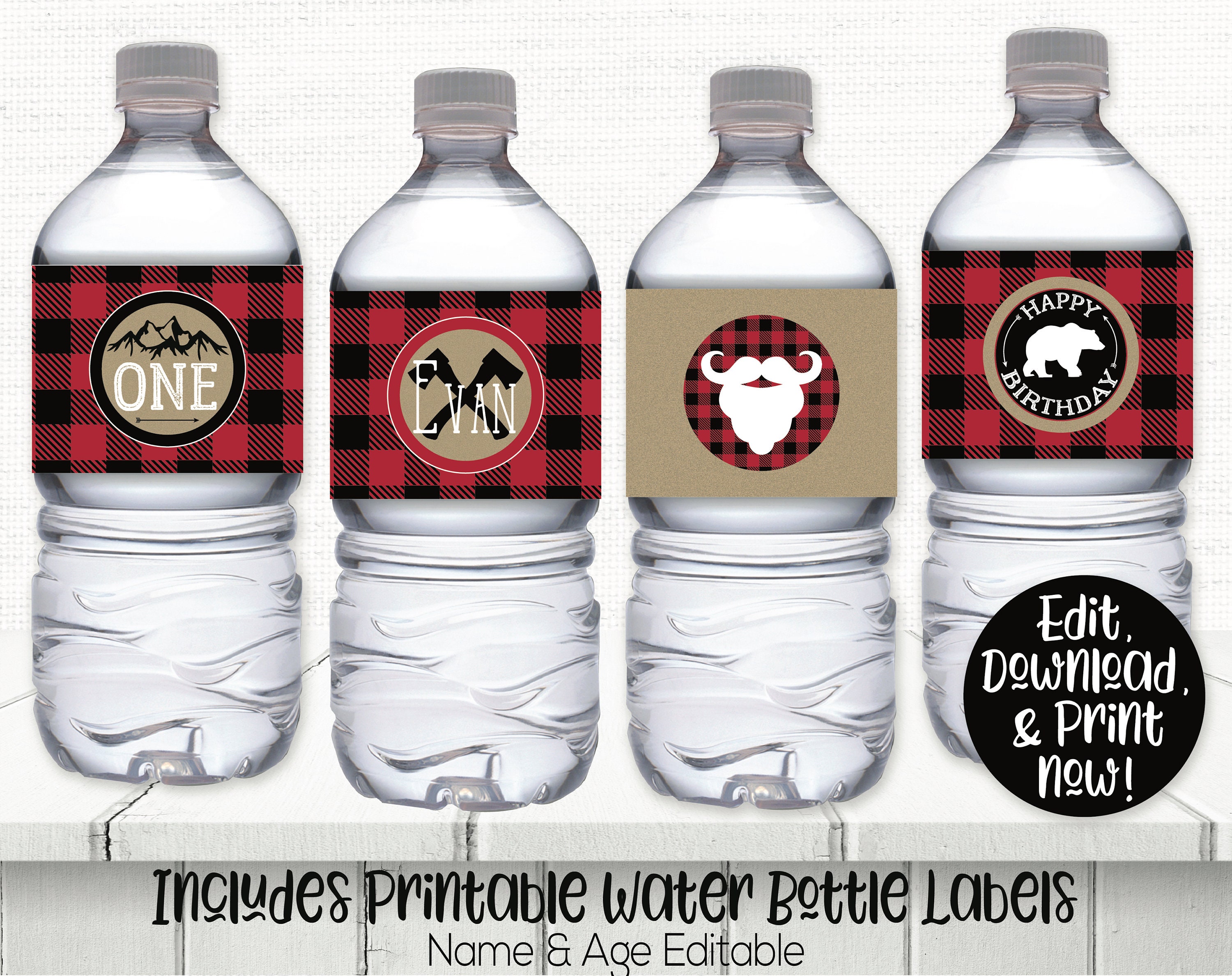 Lumberjack Water Bottle Labels Lumberjack Drink Labels | Etsy