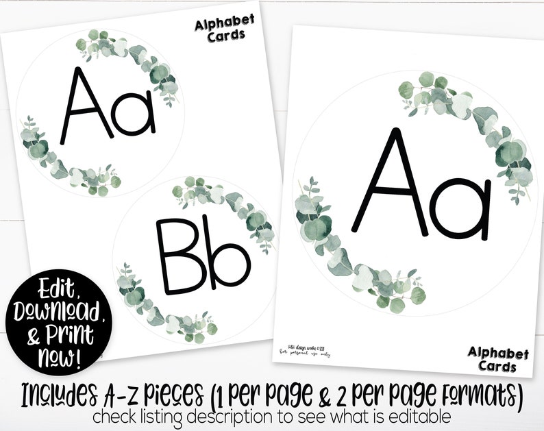 Botanical Theme Classroom Alphabet Banner Printable Teacher - Etsy