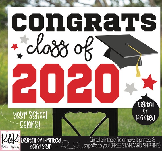 Graduation Yard Sign, Class of 2020, Graduation Party Signs, Congrats Grad Sign, 2020 Senior Year Sign, Personalized Color Graduation Sign Il_570xn