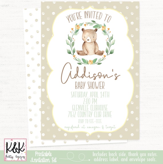 Woodland Baby Shower Invitation, Woodland Baby Shower Decorations, Forest Animals Baby Shower Invitation, Gender Neutral Baby Shower Invite Il_570xn