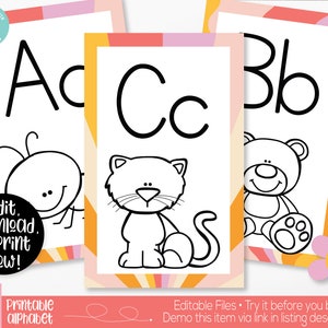 Retro Groovy Theme Classroom Alphabet Banner Printable, Teacher Supply, Classroom Teacher Decoration and Supplies, Alphabet Wall Poster Card