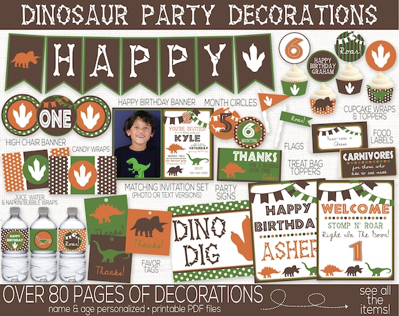 Dinosaur Birthday Party Decorations, Dinosaur Birthday Party Invitation, Dinosaur Printable, Boys Birthday Decorations, Dinosaur Banner Il_570xn