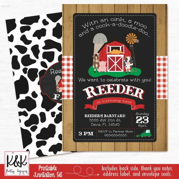 Farm Birthday Invitation - Barnyard Birthday Invitation - Farm Party Invitation - Barnyard Birthday Decorations - Farm Party - Farm Decor Il_570xn