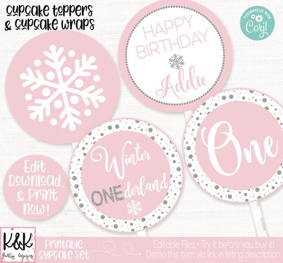Winter Onederland Cupcake Toppers Winter Onederland Birthday