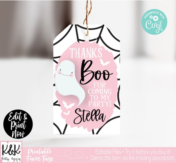 Boo Day Cute Pink Ghost Favor Tag, Pink Ghost Halloween Thank You, Boo Day Pink Ghost Favor, Our Little Boo, Pink Ghost Halloween Decor