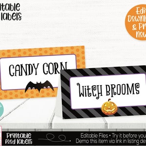 Halloween Food Labels, Halloween Buffet Cards, Halloween Place Cards ...