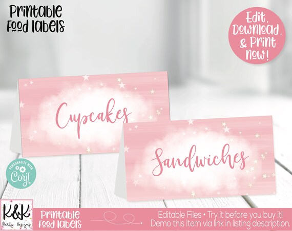 Twinkle Twinkle Little Star Food Labels, Twinkle Buffet Cards, Twinkle Place Cards, Twinkle Little Star Birthday Party Decorations, Girls Il_570xn