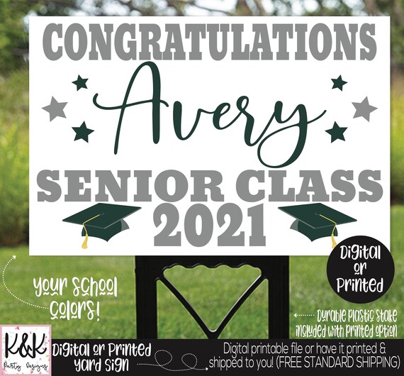 Graduation Yard Sign, Class of 2021, Graduation Party Signs, Congrats Grad Sign, 2021 Senior Year Sign, Personalized Senior Graduation Sign Il_570xn