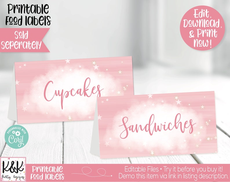 Twinkle Twinkle Little Star Party Decorations, Twinkle Little Star Party Sign, First Birthday Girl, Girl 1st Birthday, Editable Instant image 8