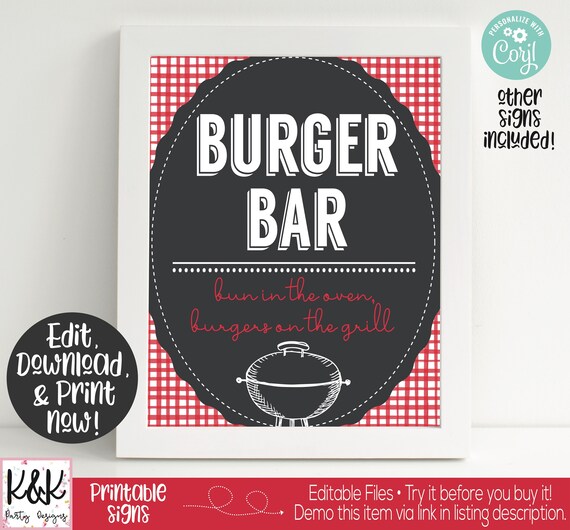 Baby Q Baby Shower Signs, Baby Q Party Signs, Baby Q Welcome Sign, Barbecue Baby Shower, Baby Q Baby Shower Decorations, Burger Bar Sign Il_570xn