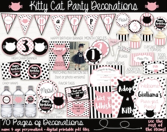Cat Party - Cat Party Decorations - Cat Birthday - Kitty Cat Party - Kitty Cat Birthday - Cat Invitation - Cat party printable - Kitty Birth