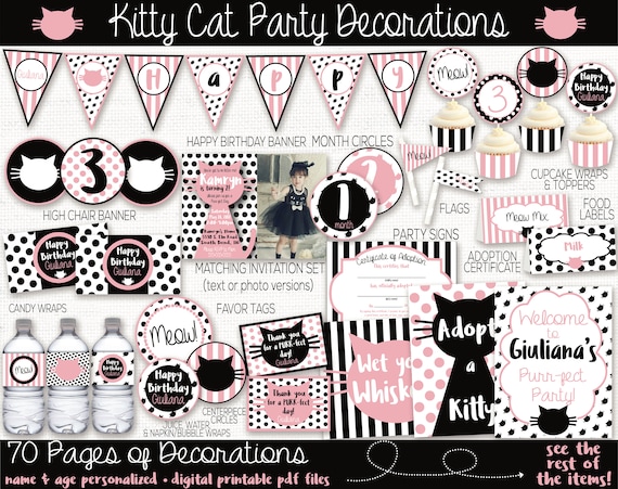 Cat Party - Cat Party Decorations - Cat Birthday - Kitty Cat Party - Kitty Cat Birthday - Cat Invitation - Cat party printable - Kitty Birth
