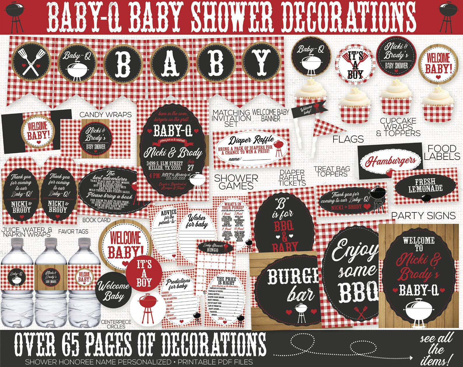 Baby Q Food Labels Baby Q Baby Shower Decorations Baby Q Etsy