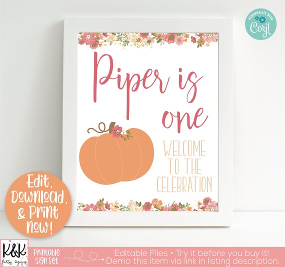Pumpkin Party Signs, Pumpkin Welcome Sign, Pumpkin Birthday Party Decorations, Our Little Pumpkin, Girl Birthday, Fall Birthday, 1st Birthda Il_570xn