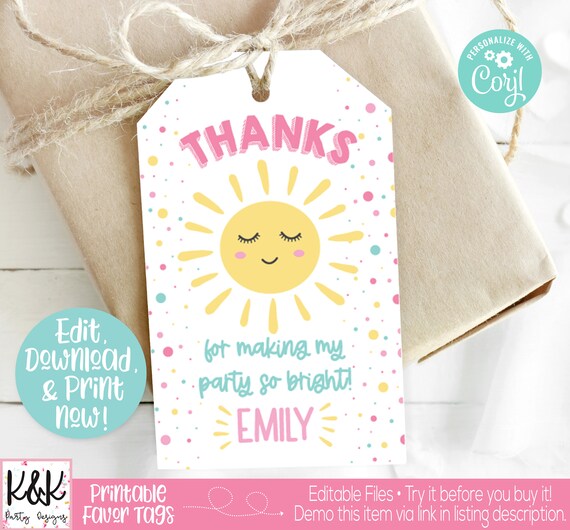 Little Sunshine Favor Tag, You are my sunshine, Sunshine Birthday Party Decorations, Sunshine Party Favors, Sunshine Favor Label, 1st Birthd Il_570xn