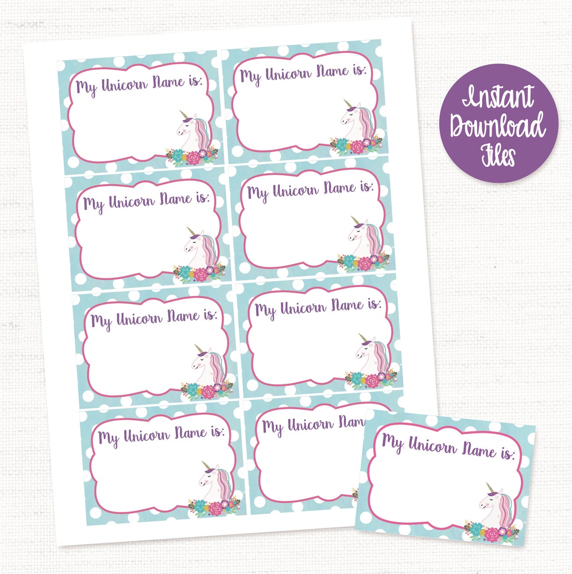 Unicorn Name Game Printable Sign What's Your Unicorn Name | Etsy