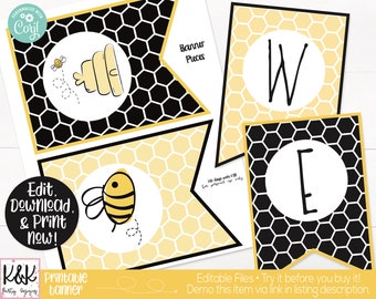 Bee Classroom Banner Printable, Bee Theme, Teacher Supply, Printable Classroom Teacher Decoration and Supplies, Bee Welcome Back Banner