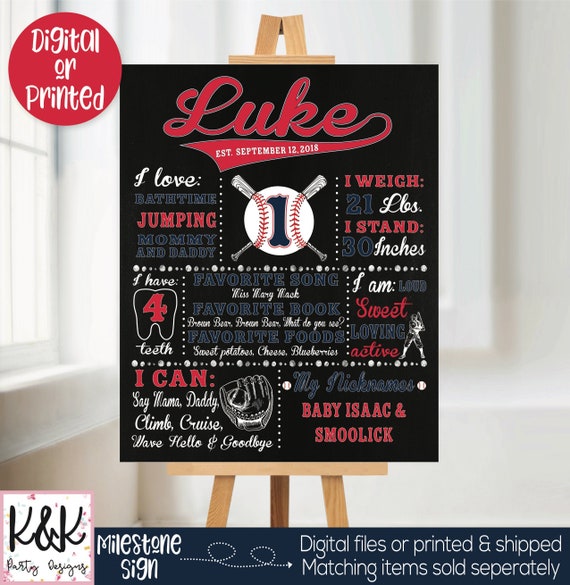 Baseball Birthday Party Chalkboard, Baseball Birthday Party Decoration, Baseball Party Sign, Milestone Sign, Boys 1st Birthday, First Birth Il_570xn